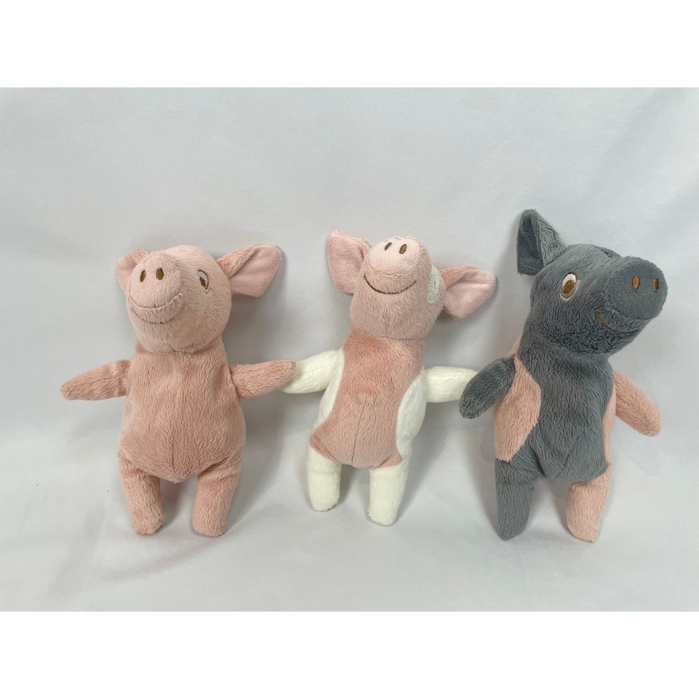 Ikea Kelgris Three Little Pigs Pink Gray Piglets Stuffed Animal Plush Set of 3
